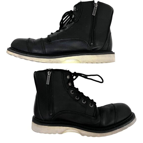 Harley Davidson Motorcycles Mens Black Leather Zip Lace Up Ankle Boots US 11.5M - Picture 7 of 14